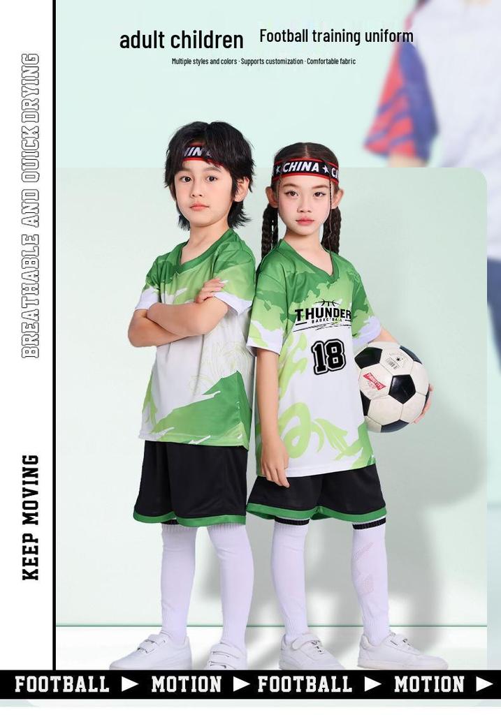 Kids' Quick-Dry Soccer Kit: Boys & Girls Youth Team Training Jersey