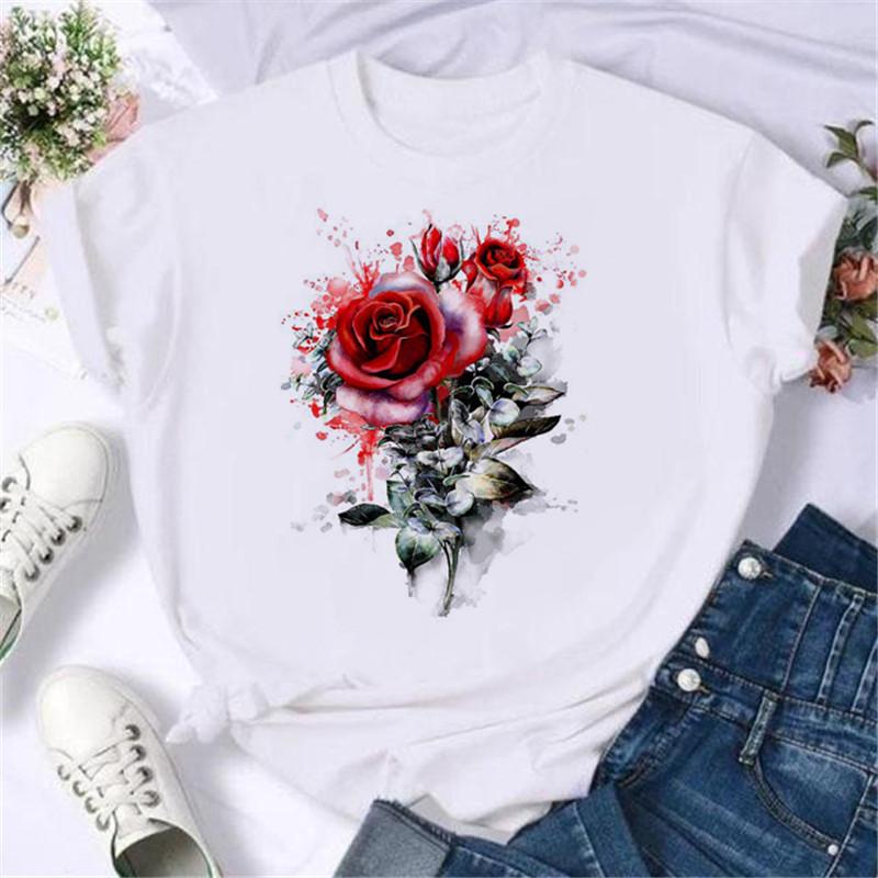 Maycaur Fashion Musical Note Printed Women T Shirt Harajuku Short Sleeve Funny T-Shirt Cute Cartoon Top Tees Female Clothes