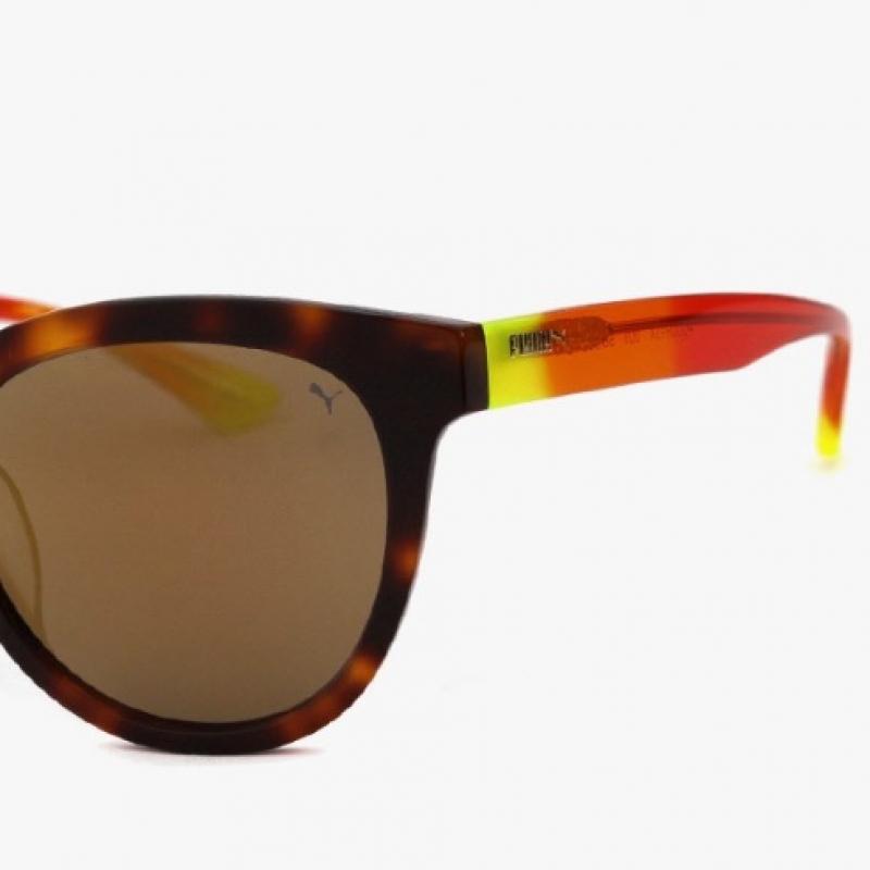 Puma Pu0089sk 003 Round Horn Rimmed Over Asian Fit Mirror Sunglasses