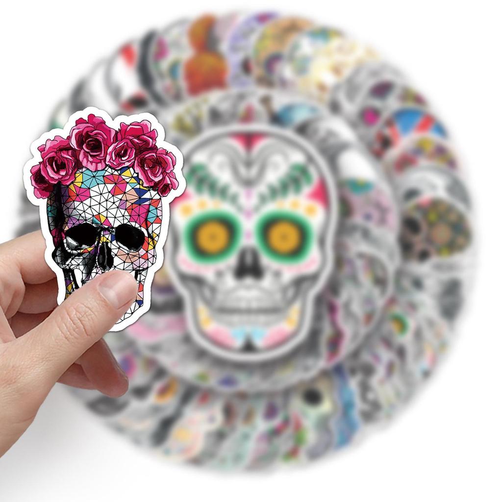 100pcs Trendy Skull Graffiti Stickers for Suitcase, Notebook, Car Decoration