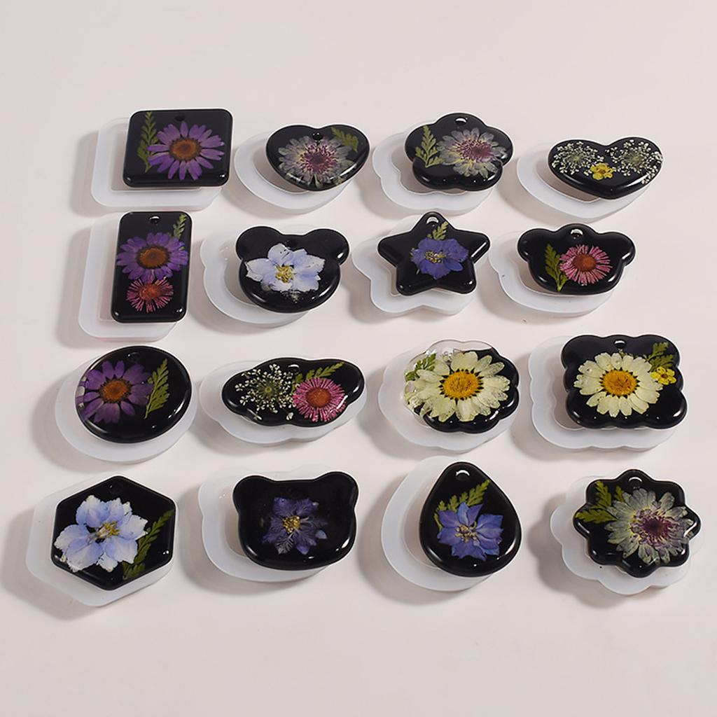 12 Pcs Nonstick Geometric Mold Handmade Pendants Silicone Mold DIY Crafts Tool for DIY Keychain Jewelry Plasters