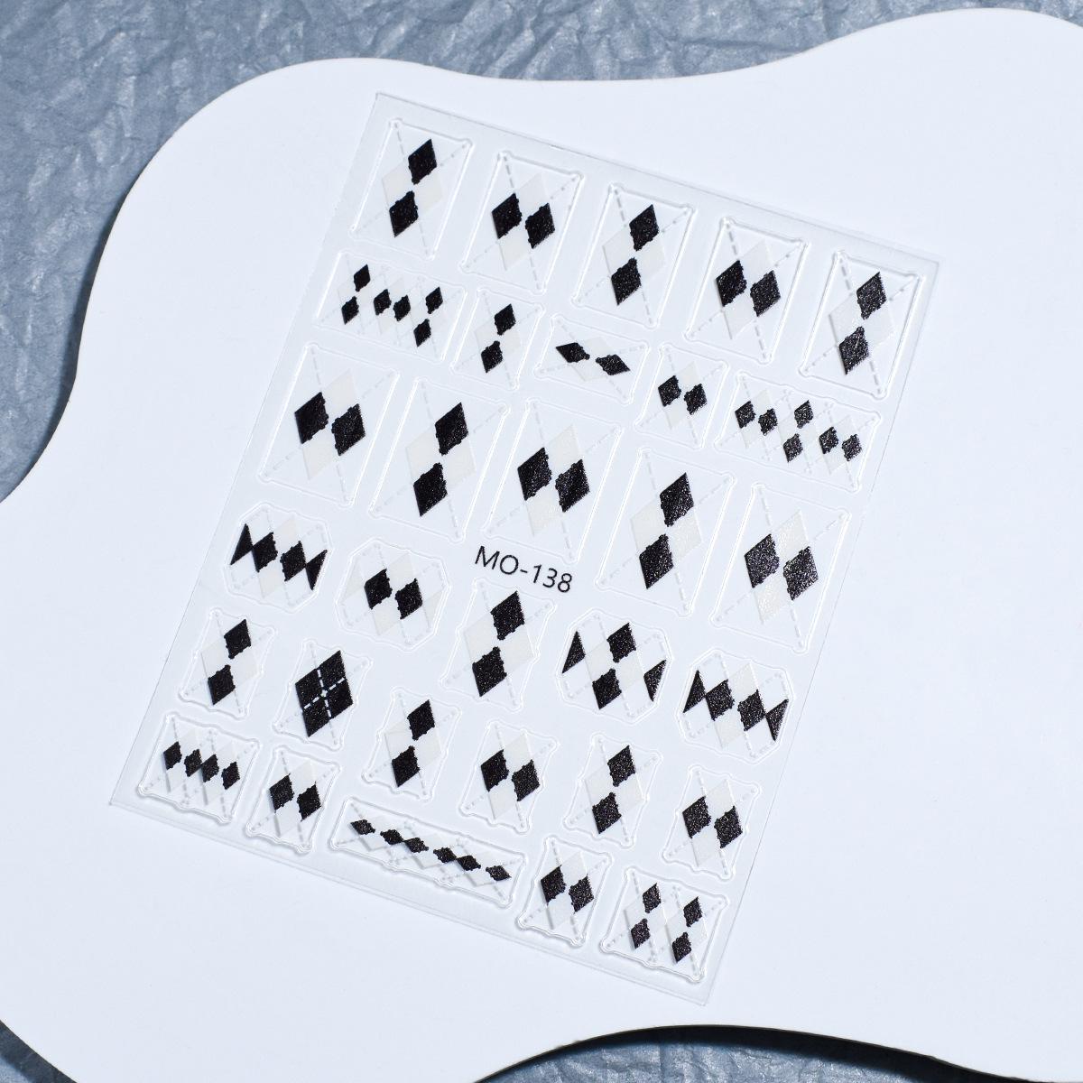 

Autumn & Winter Rhombus Embossed Nail Stickers - Color Block, Hot Stamping, Geometric Lattice Design, Self-Adhesive Decals