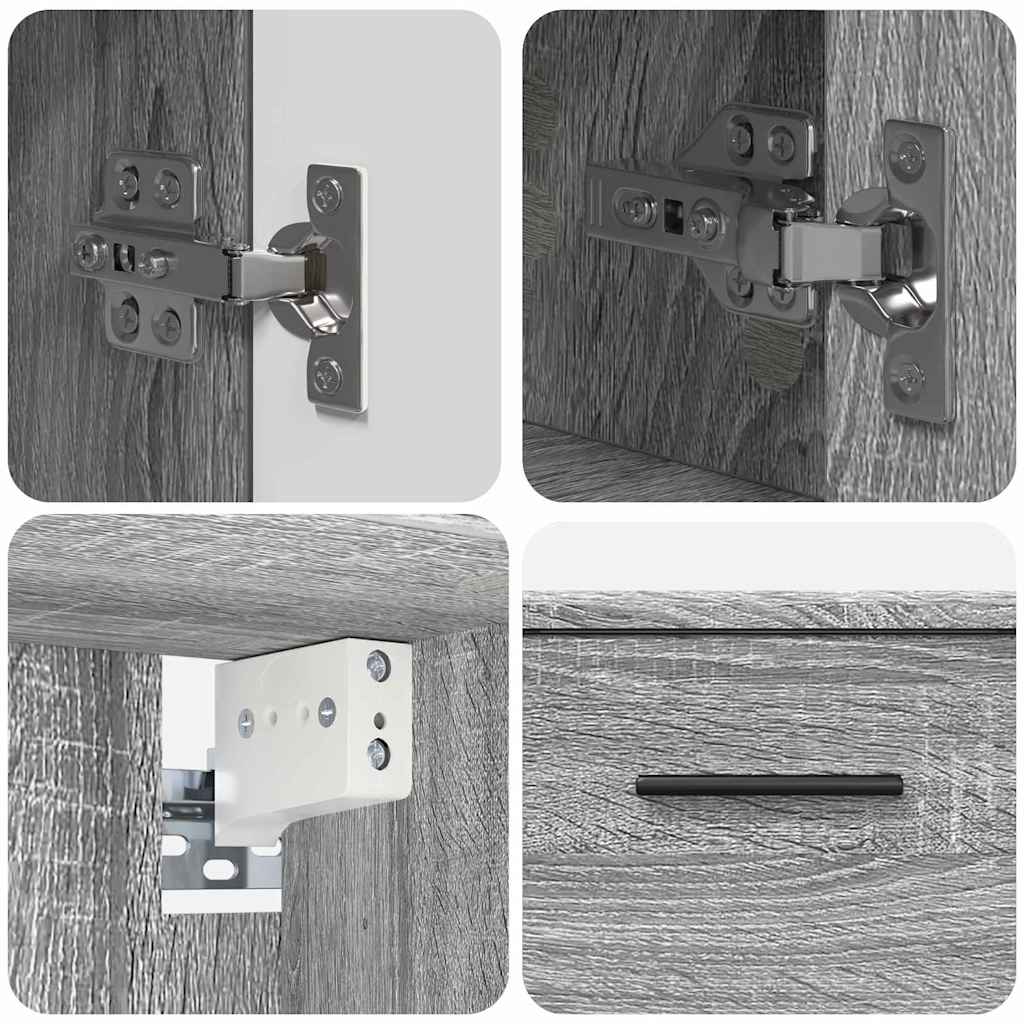 Bathroom Furniture Set 2 Pcs Grey Sonoma Plywood and Metal