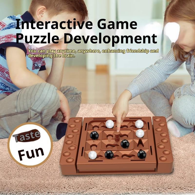 1 Set Montessori Schienen-Schachspiele Touch Flip Schwarz Weiß Schach Eltern-Kind Interaktives Intelligentes Tisch-Brettspiel