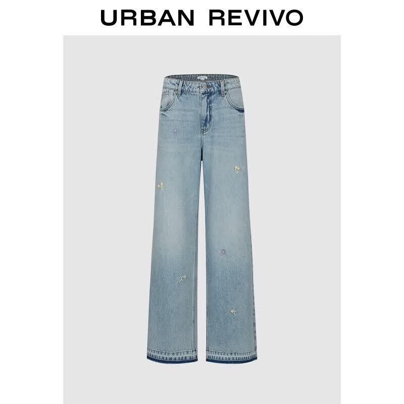 UR2026 Women s Beaded Floral Rhinestone Denim Jeans 27