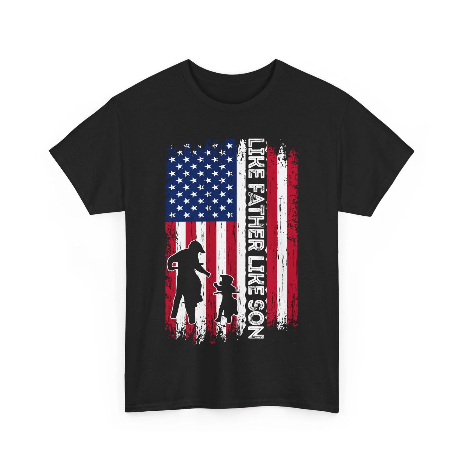 Dirt Bike Like Father Like Son American Flag Bike Dad Father s Day Shirt 2XL