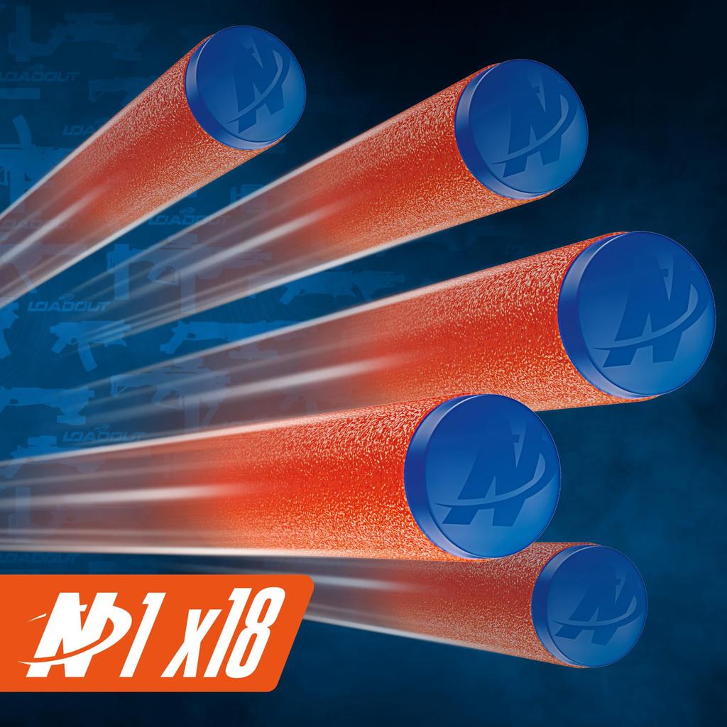 Hasbro Nerf Loadout Flare Fusion Blaster com 3 Acessórios Intercambiáveis e 18 Dardos N1, Brinquedo e Presente para Crianças, Idades 8+, G3142, Autêntico