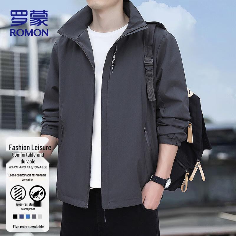 ROMON Men s Detachable Hooded Windbreaker Jacket 5XL