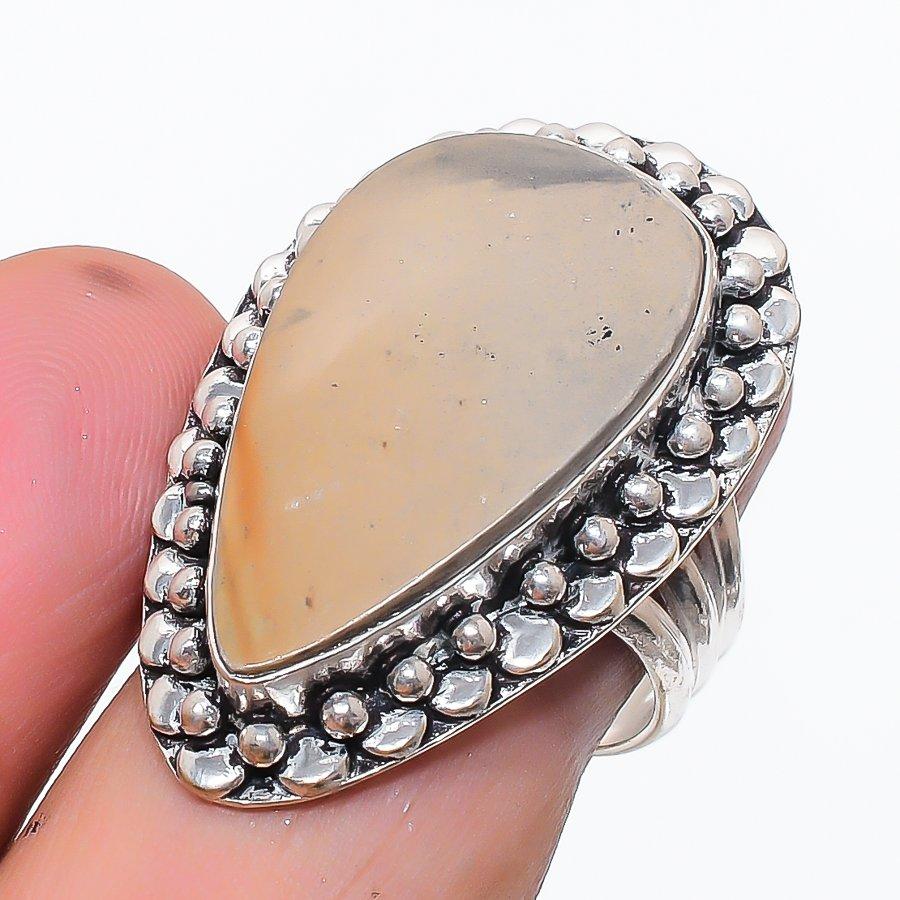 Natural Picture Jasper Gemstone 925 Sterling Silver Jewelry Ring Size 8 i5s23