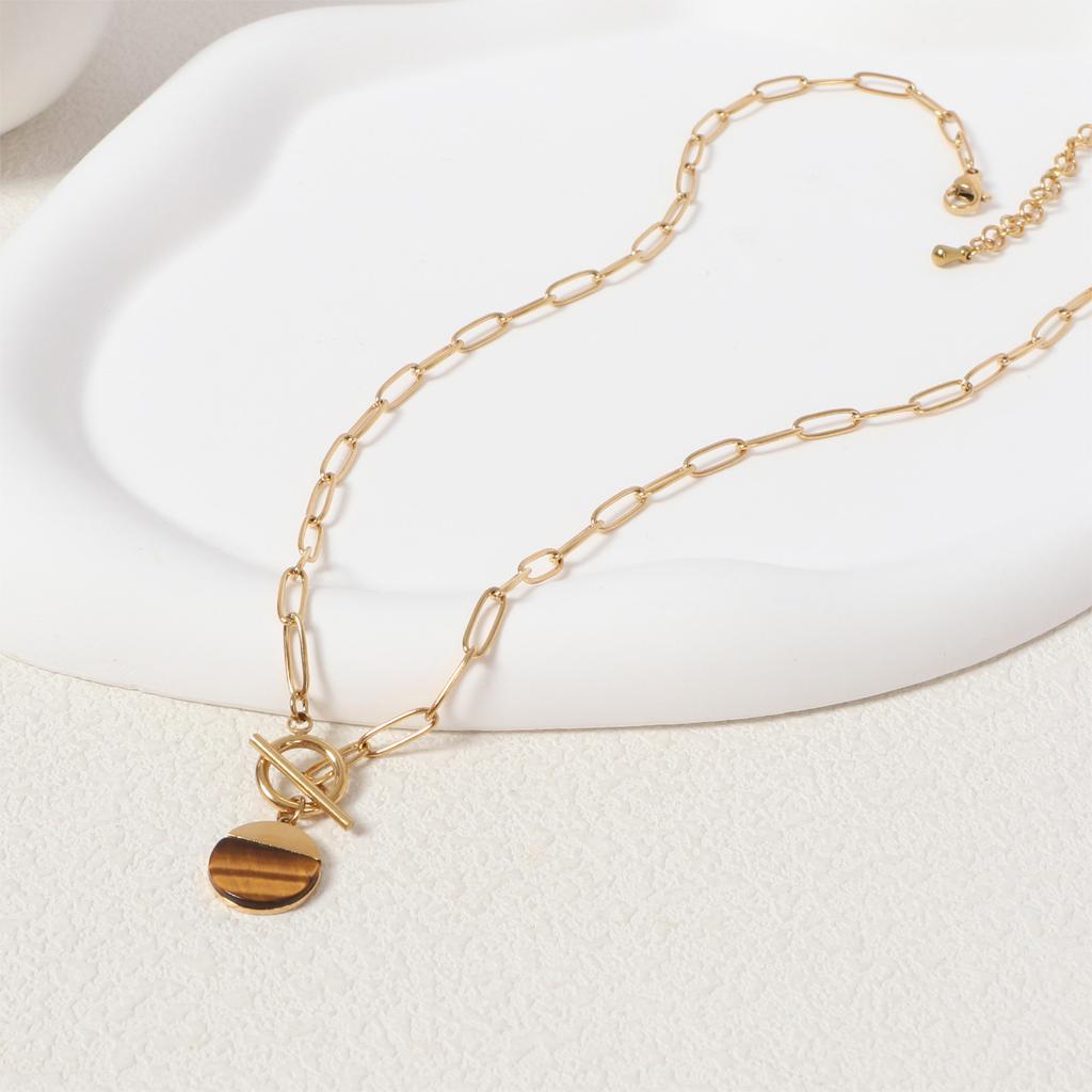 Fashionable Light Luxury Exquisite Necklace for Women, Versatile Personality Simple Natural Stone Pendant Collarbone Chain