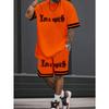 3D Letter-printed Street Fashion Casual Simple Soft Comfortable Breathable and Lightweight Men's Suit for Summer 2025