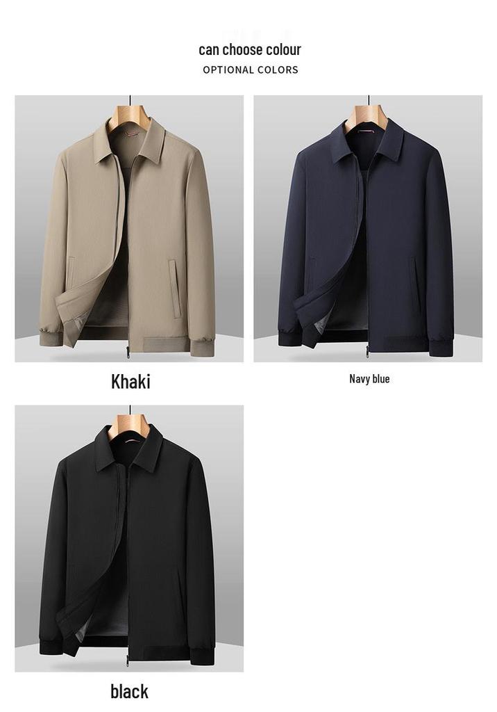 Grandpa Spring Men's Solid Color Lapel Jacket - Casual Business Outerwear