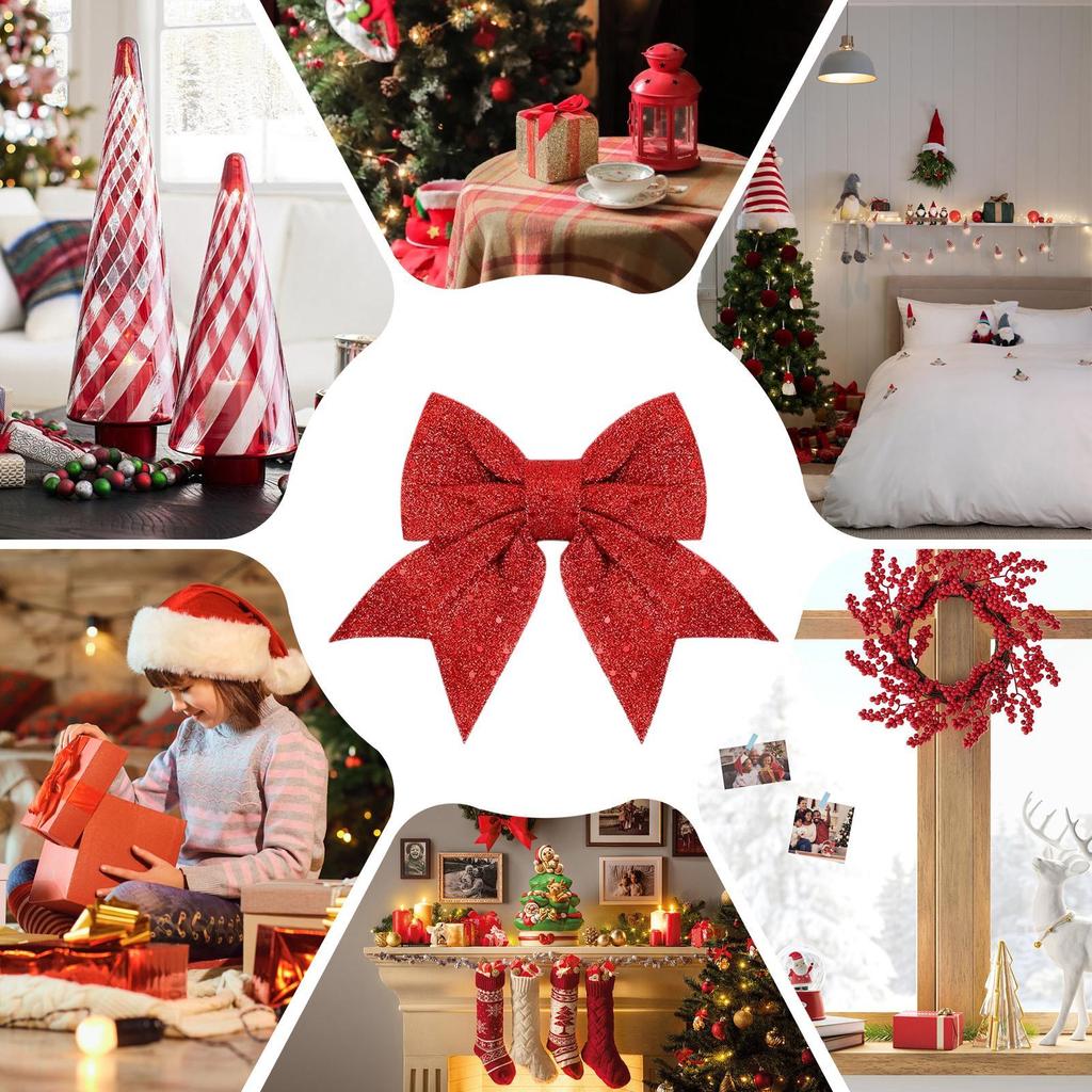 Christmas Bows For Tree 2 Piece Sparkly Ornament Tie Ribbon Christmas Bows For Wrapping For Home Outdoor Farmhouse Wall Indoor