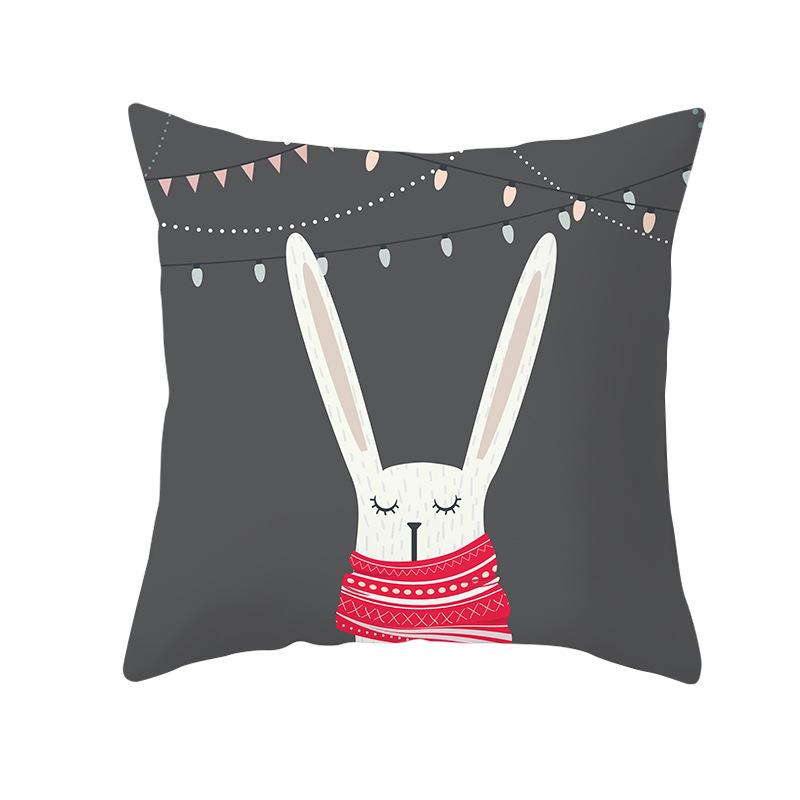 Cartoon Christmas Peach Skin Pillow Cover New Sofa Cushion Cover Square Cushion Pillow Cover