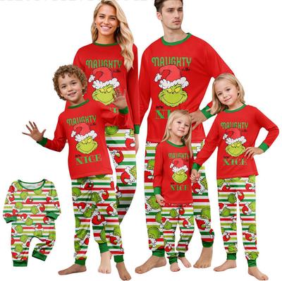 European & American Parent-Child Long-Sleeved GRINCH Christmas Pajamas Set