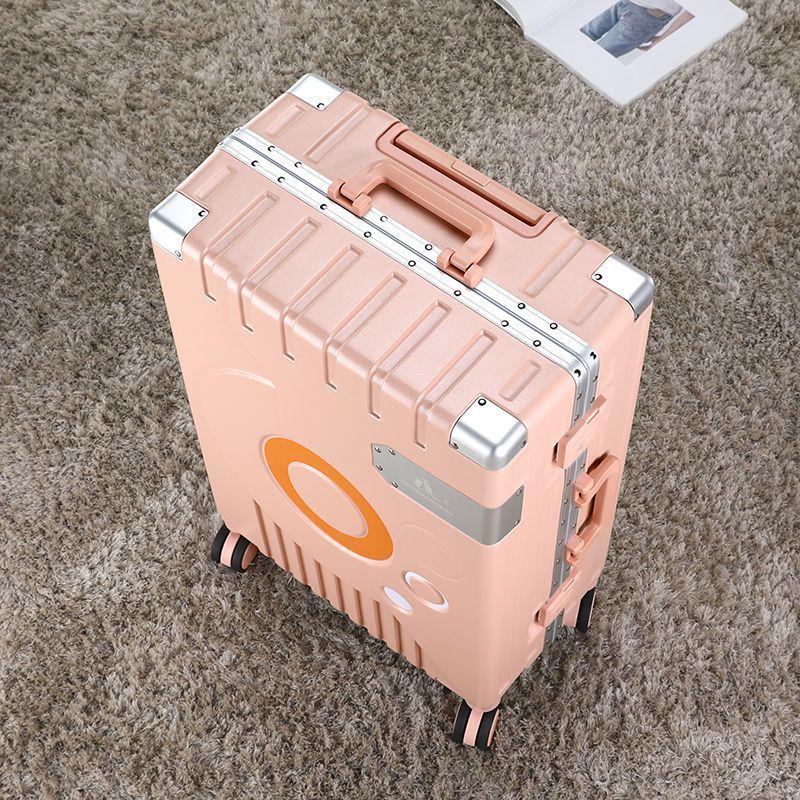 Aluminum Frame Leather Suitcase 20"/28" with Universal Wheels for Men, Women, Students