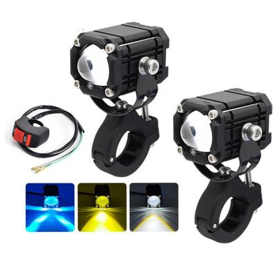Super jasná LED mlhová světla, světlomety, motocykl, auto, projektor, bílá, žlutá, modrá, stroboskop, 4