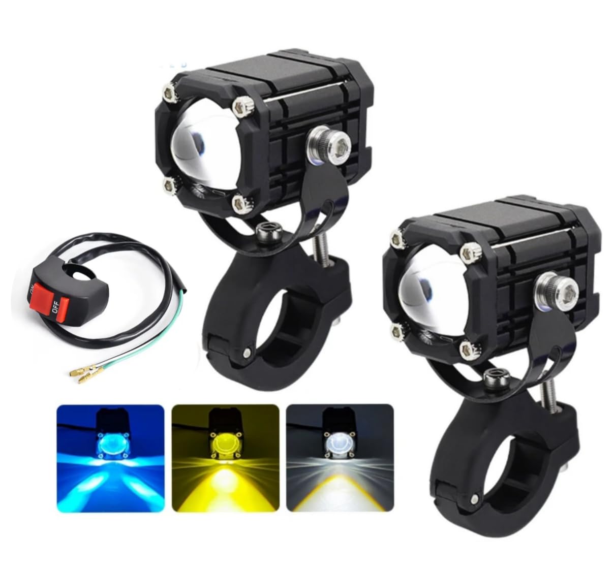 

Сверхяркие светодиодные противотуманные фары, фары, мотоцикл, автомобиль, проектор, белый, желтый, синий, стробоскоп, 4