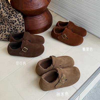 Fleeceleer all-inclusive Birkenstocks dames 2025 winter één-pedaal sneeuwkatoen warme pluizige schoenen zachtzoolige mutsschoenen