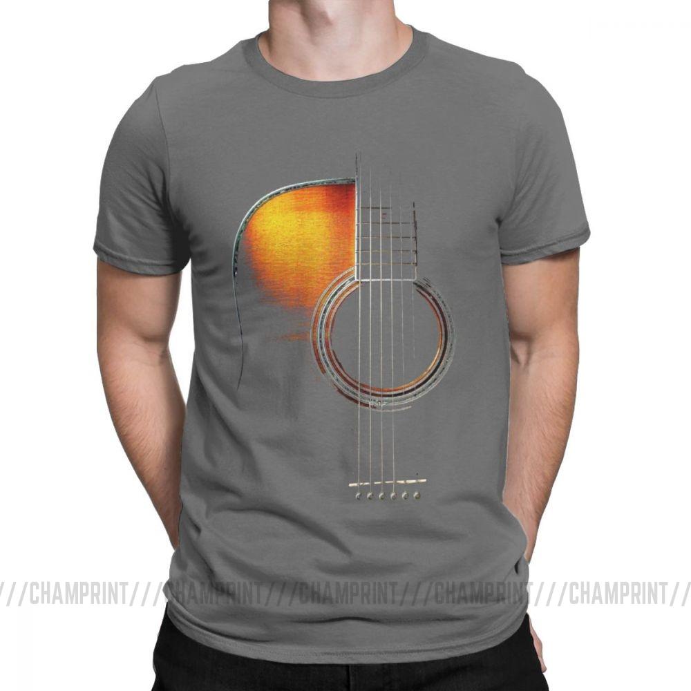 Men T Shirt Acoustic Guitar Hi Lite Music Vintage 100 Cotton Tees Short Sleeve T