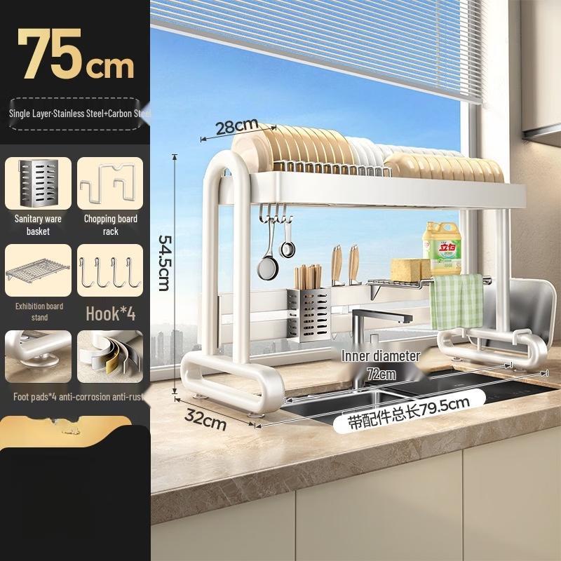 You Shu 75cm Single-Layer Thickened Stainless Steel Sink Storage Rack