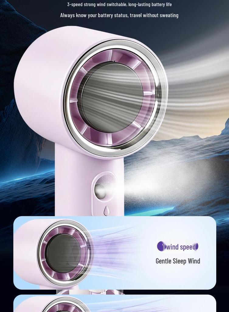 Portable High-Speed USB Rechargeable Handheld Fan with Humidifier