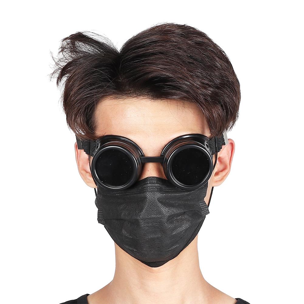 Gogle Steampunk w stylu vintage ABS Dwuwarstwowe okulary przeciwsłoneczne na rekwizyt imprezowy Dekoracja czarne