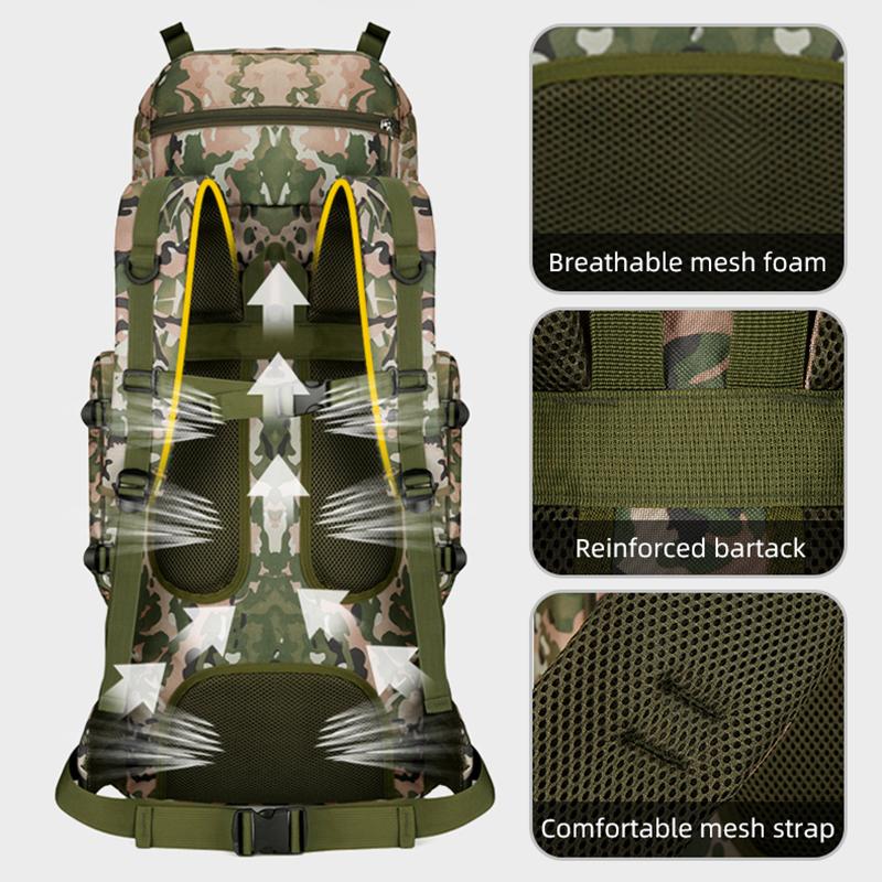 Tactical Travel Bag Camping Backpack Hiking Climbing Bags Mountaineering Large Sports Outdoor Men Luggage Molle Bag Rucksack 90L