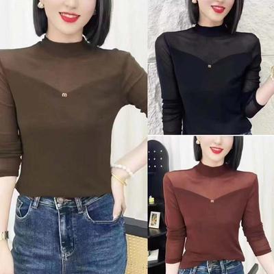 Herbst Neue Semi-rollkragen Pullover Bottoming Shirt frauen Sexy T-shirt Kleine Hemd Modische frauen Innere Top