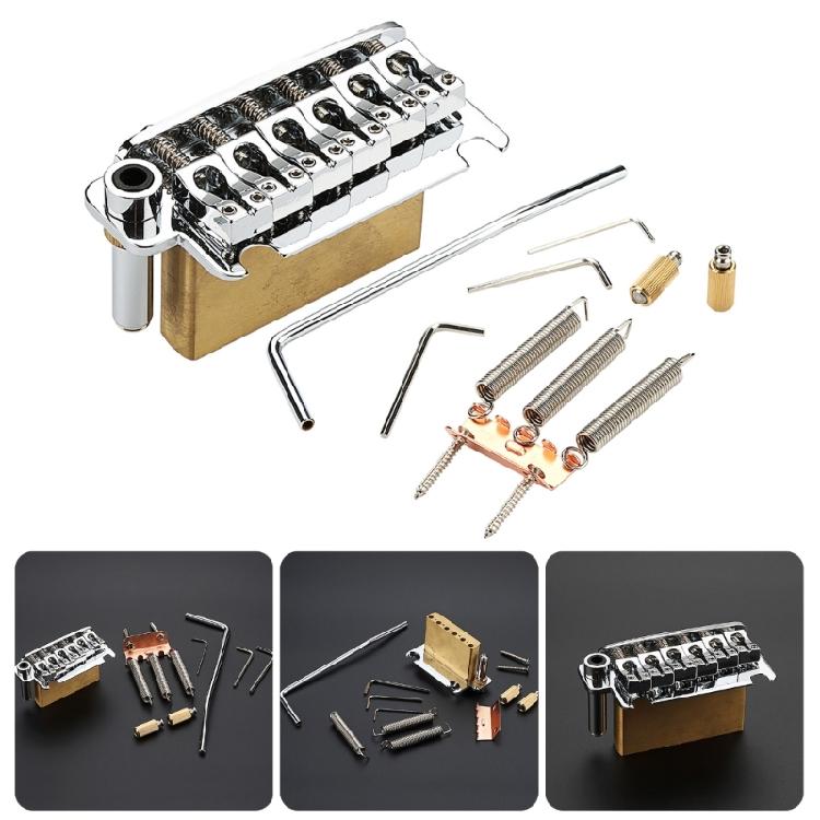 2 Point Guitar Tremolo Bridge with Tremolo System Saddles and Full Size Brass Block 2-Point Electric Guitar Bridge