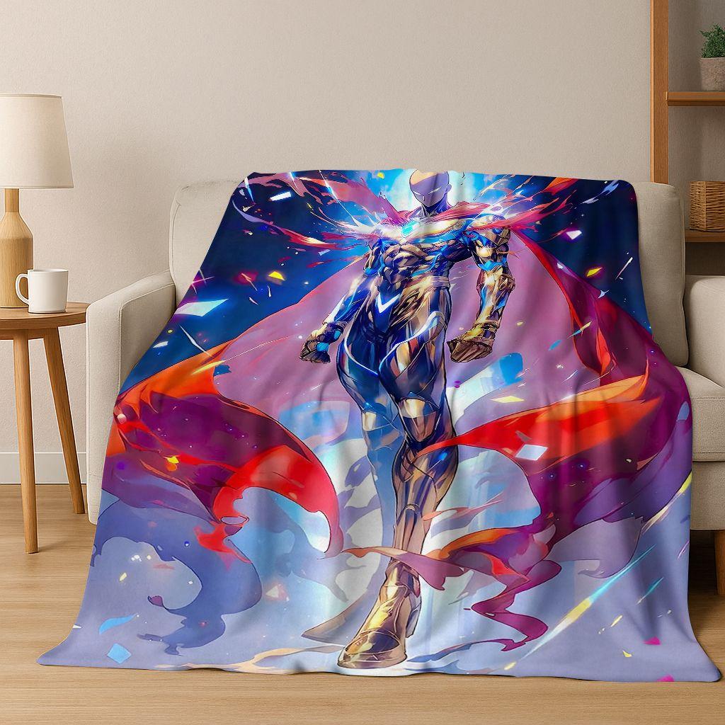 Anime One Punch Man Saitama Cartoon Cartoon Flannel Blanket,Cozy Soft Throw Blanket for Home Bedroom Bed Sofa Picnic Cover Kids