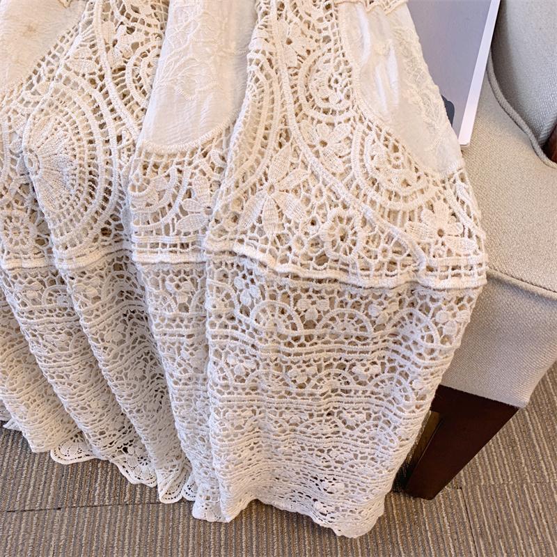 DIMANAF 2025 Summer Women Long Knitted Dress Sleeve Basic Fashion Lace Dresses Loose Dress