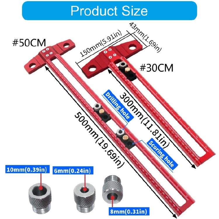Small T Designs Ruler with Double Measurement Systems Engineering Drawing Instrument for Educational & Creative Use