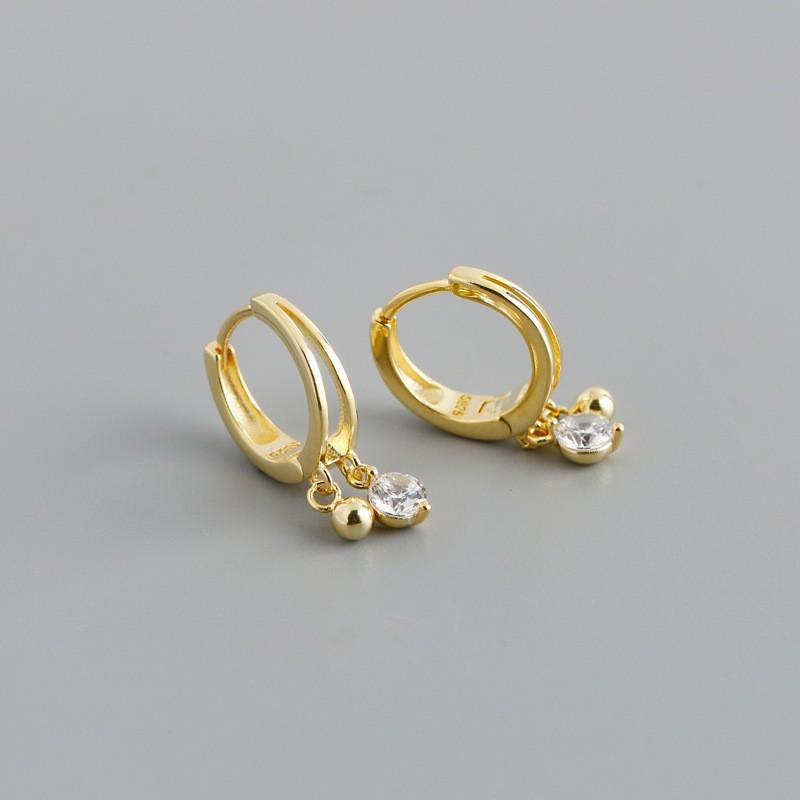 Gold Tone Geometric Circle Stud Earrings With Zirconia Women Sterling Fashion Jewelry Gold