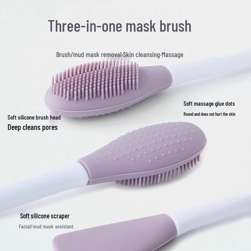 Cepillo Facial de Silicona de Doble Cabeza para Limpieza, Masaje y Aplicación de Mascarillas de Barro