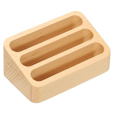 1/2 Stück Holz Schreibtisch Visitenkarten-Displayständer Notizhalter Aufbewahrungsbox Buchenholz Karten-Organizer Büro Visitenkartenhalter