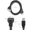 3ft Dual Ports Square USB 3.0 Car Dashboard Panel Flush Mount Extension Cable