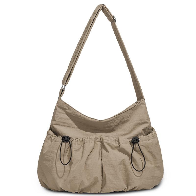 Женская плиссированная легкая сумка через плечо, большая вместительная сумка-тоут