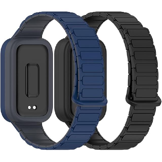 2 Pack Bands Compatible with Xiaomi Smart Band 9 Active Band for Men and Women,Adjuseable Magnetic Sport Silicone Replacement Strap for Xiaomi Smart