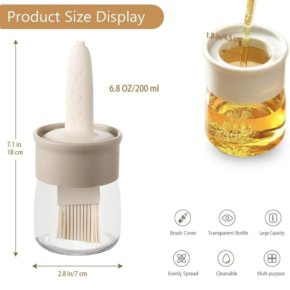 Portable Baking Sauce Cream Bottle Oil Container Brush,Glass Oil Dispenser with Basting Brush,Oil Bottle Kitchen Cooking