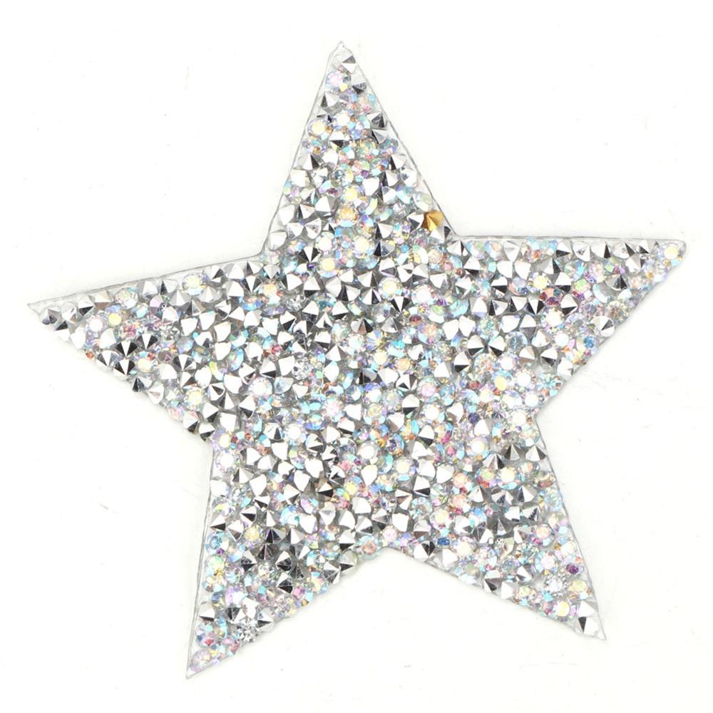 10 pezzi 8 cm Stella di Strass Applicazione Stella a Cinque Punte Patch Stella Applicazione Riparazione Abbigliamento