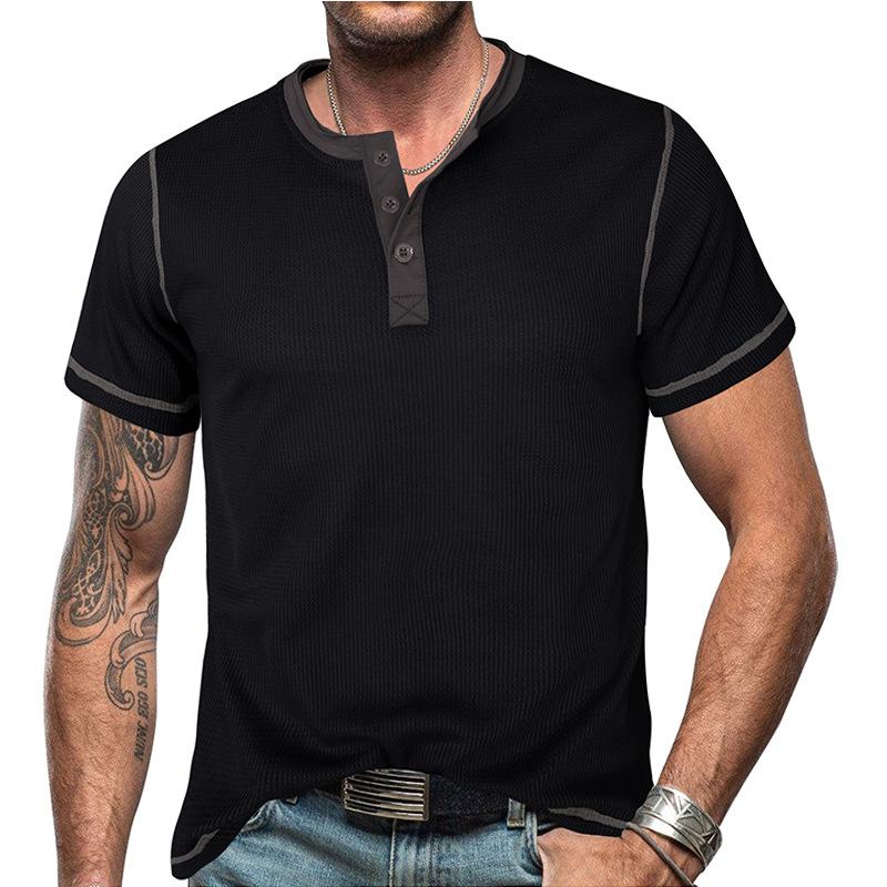 Men's Casual Slim Fit Henley Shirts Classic Button Short Sleeve T-Shirt Summer Basic Lightweight Tops Male Athletic Workout Moisture Wicking Tee Shirt