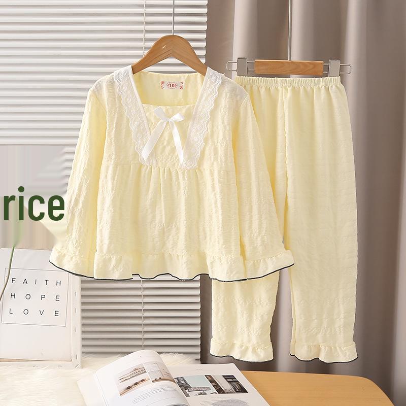 Southeast Asia Girls' Long Sleeve Cotton Pajama Set