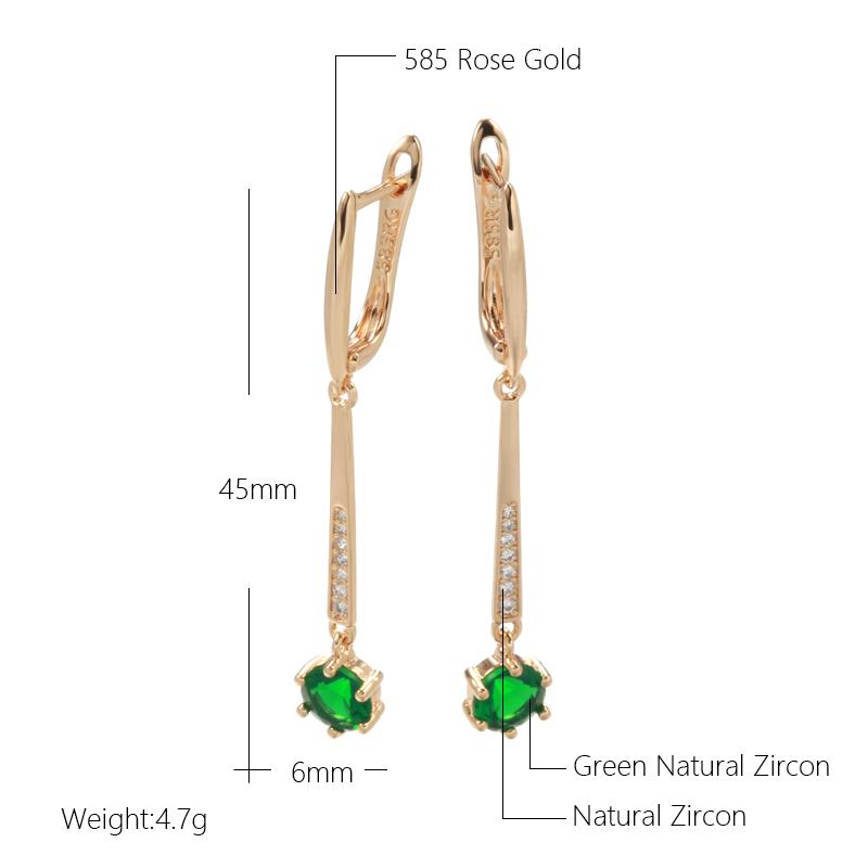 Kienl Simple Green Natural Zircon Drop Earring For Women Luxury  Rose Gold Color Long Earring High Quality Daily Jewelry