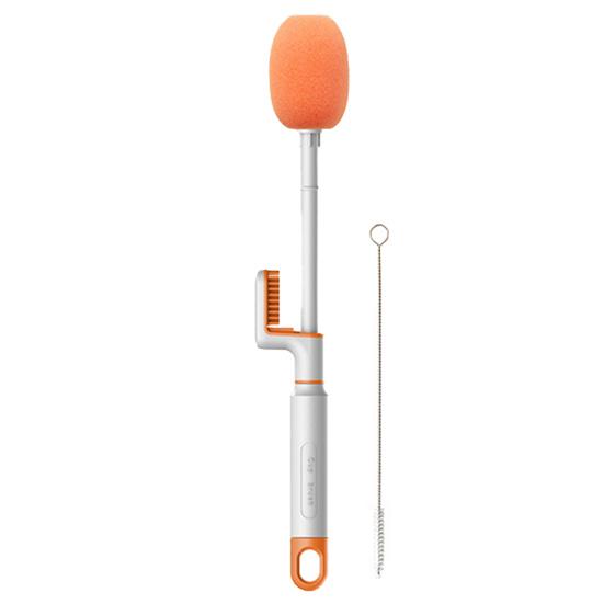 

Многофункциональная щетка для чашки 3-в-1, съемная губка с длинной ручкой, L-образная силиконовая чашка для чистки рта, соломенная щетка для детской бутылочки оранжевый