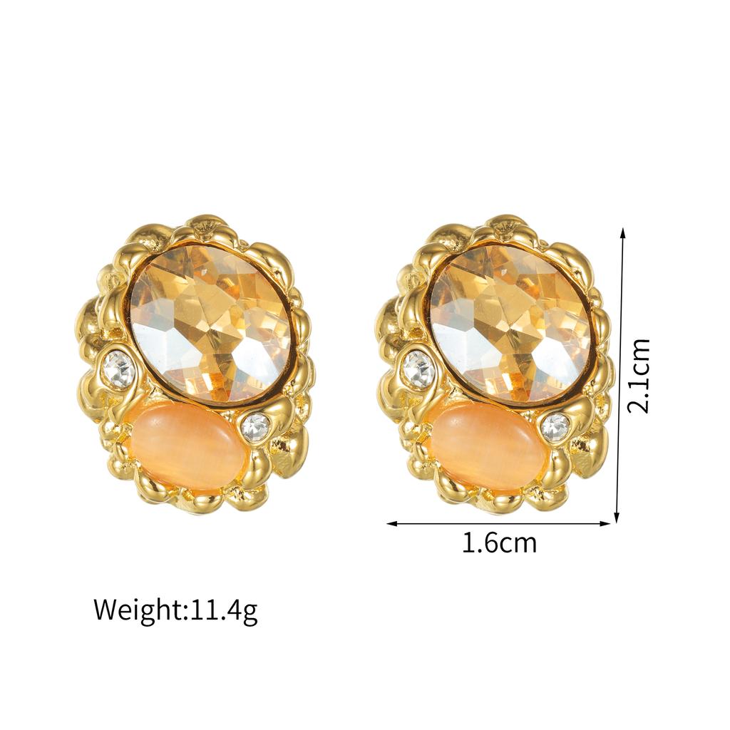 Atoztide New Fashion Shiny Zircon Earring for Women Stainless Steel Trendy Gold Color Statement Stone Stud Earring Jewelry Gift