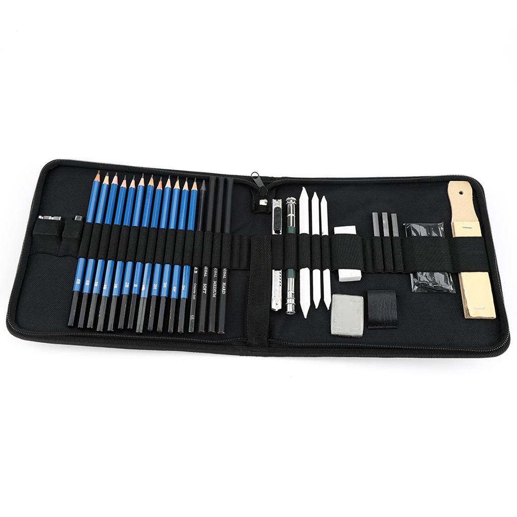 32pcs Set Professional Drawing Pencils Kit Sketching Tool Set Art Supplies with Carry Bag