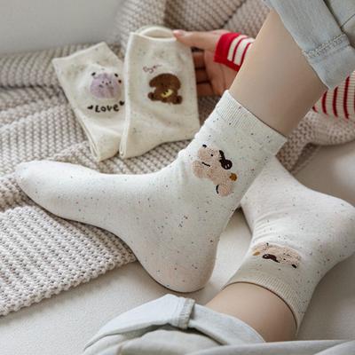 Sokken Dames Cartoon Kat Hond Panda Borduurwerk Japans Kawaii Leuke Sokken Koreaanse Mode Harajuku Retro Streetwear Lange Sokken Cadeaus