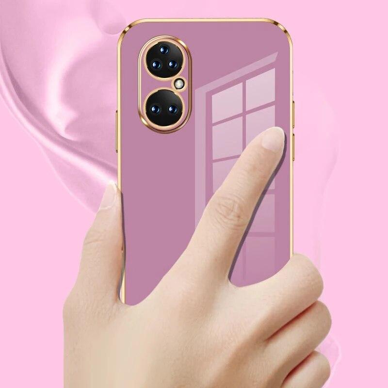 Dla Huawei P50 Pro Case Huawei P50 Phone Case JAD-LX9 ABR-LX9 Luksusowe Kwadratowe Poszycie Odporne Na Wstrząsy Silikonowe Back Cover P50 PRO Cases