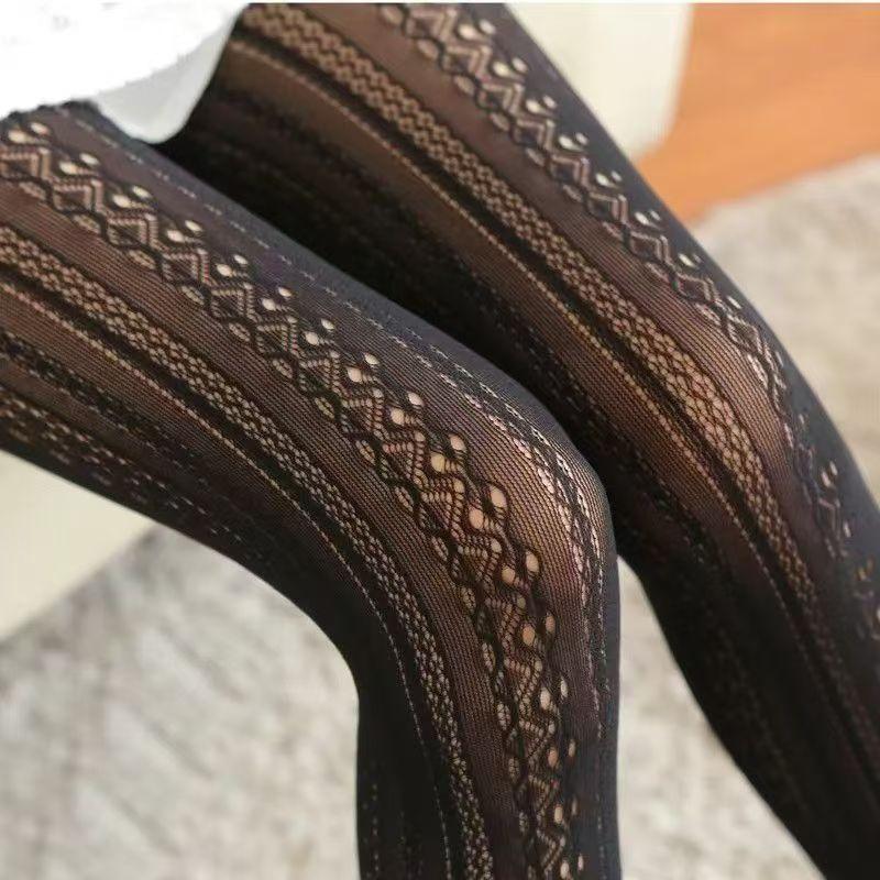 

Autumn Women Lolita Tights Coffee Lace Stockings Woman Hollow Out White Female Pantyhose Women S Carved Socks Tights One Size
